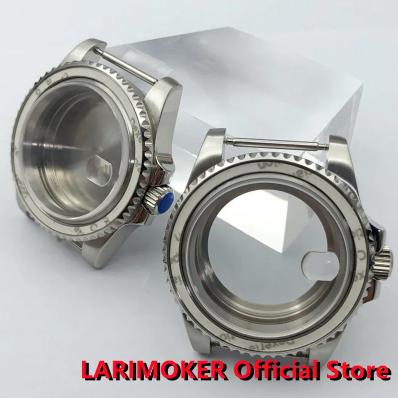 LARIMOKER 40mm Sapphire Glass Silver Submarine Case fit NH35 NH36 PT5000 ETA 28324 2836 MIYOTA8215  Mingzhu 2813 DG3804 Movement