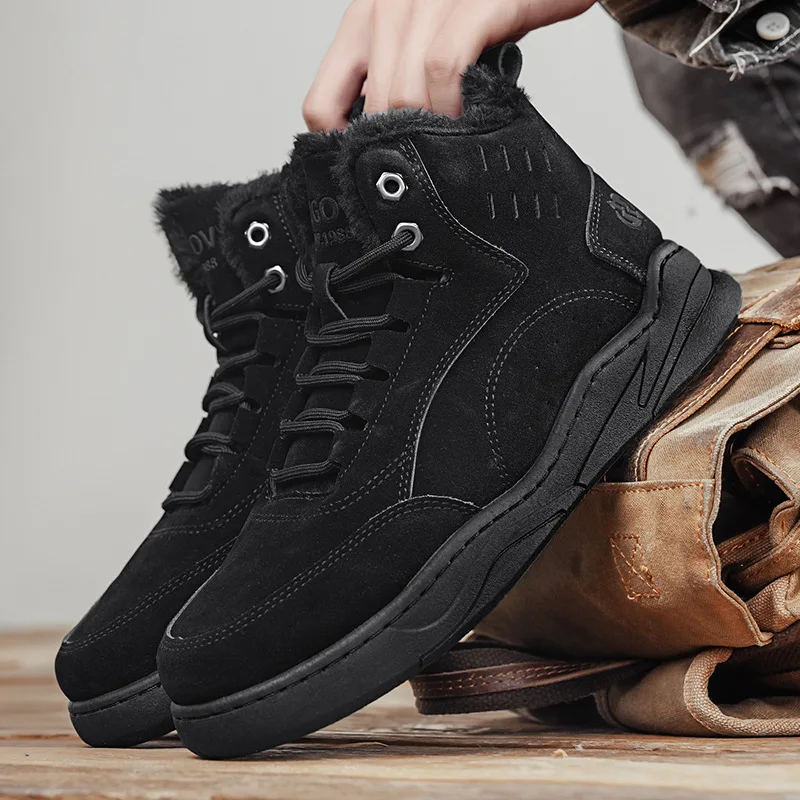 

Super Warm Winter Men Boots With Fur Men Sneakers Fashion Snow Boots Men Suede Leather Shoes Winter Men Snow Shoes Hombres Botas