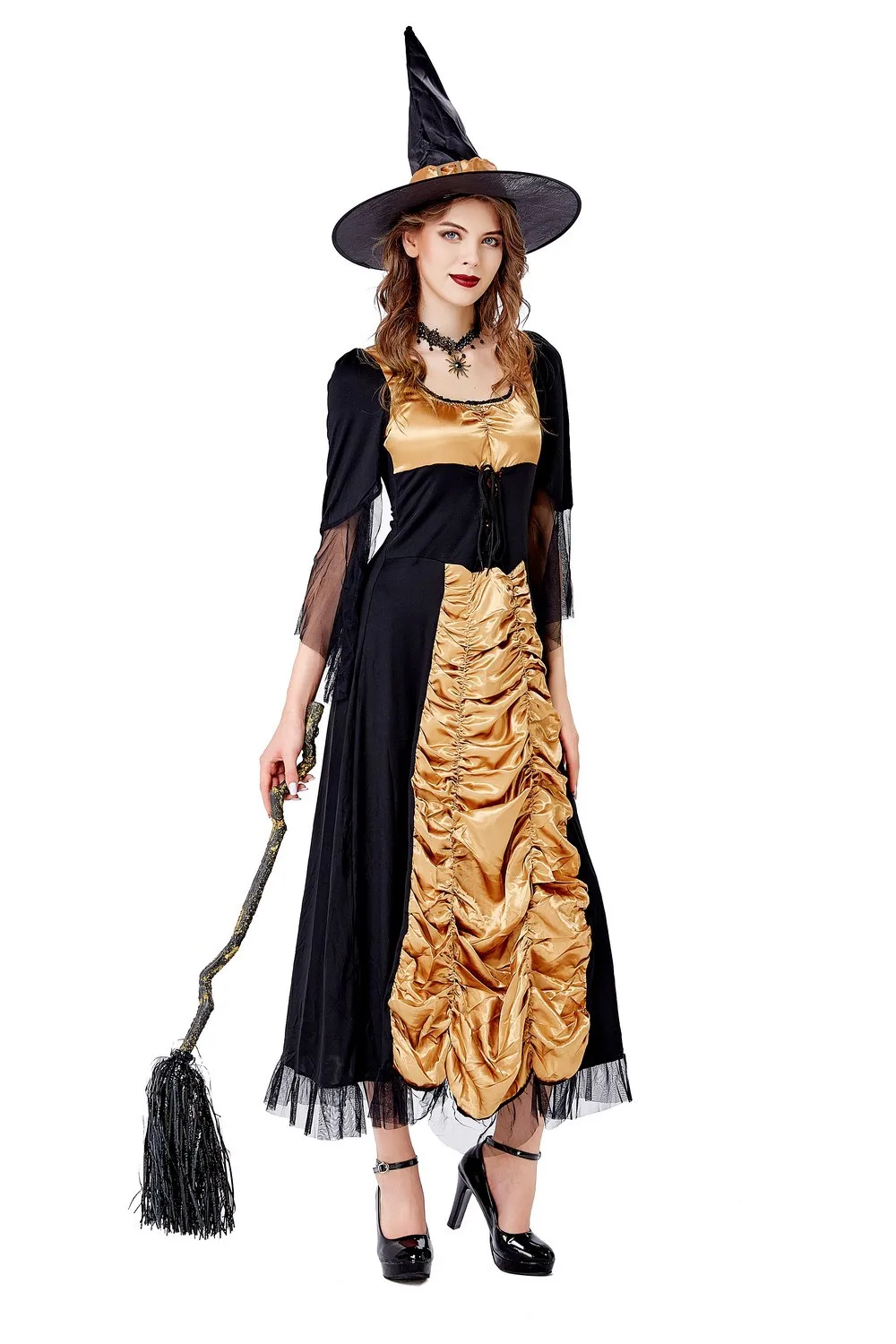 Halloween Witch Scary Costume Outfit Set manga comprida trajes halloween para as mulheres