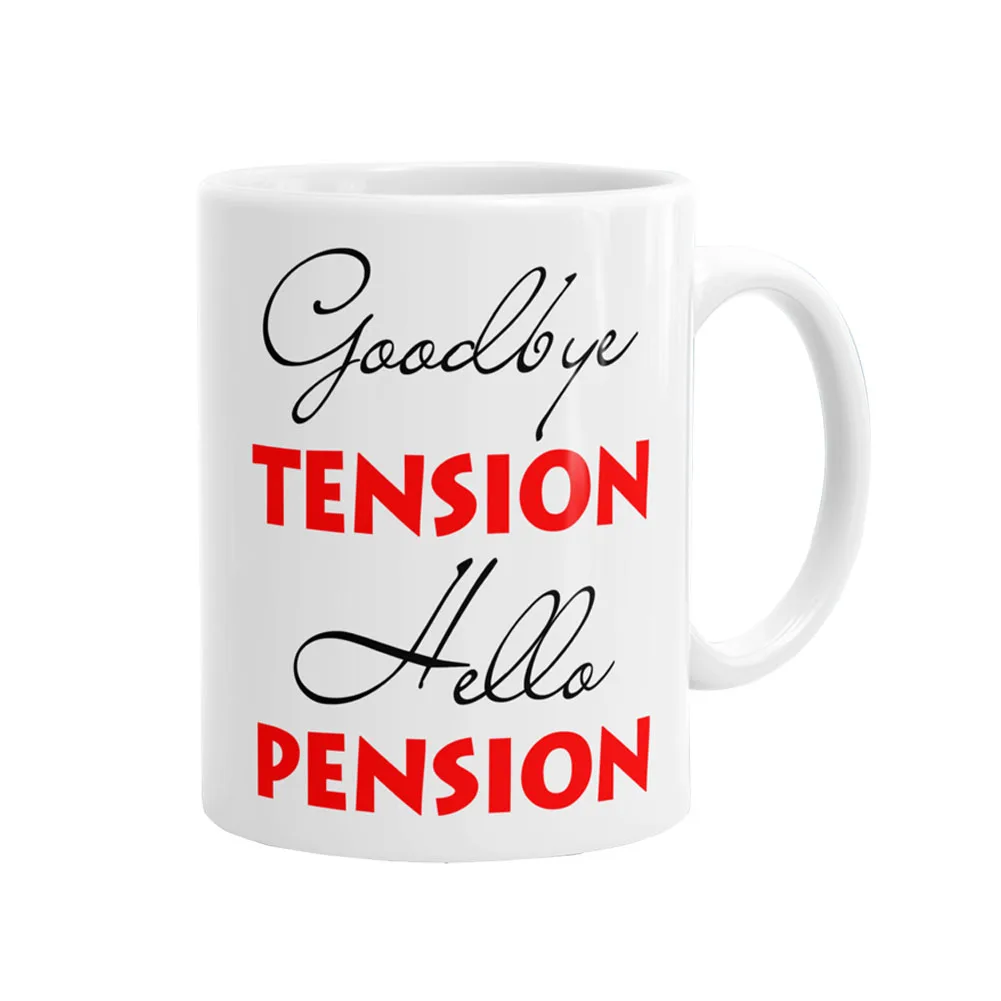 Goodbye Tension Hello Pension Retirement Mugs Retire Coffee Cups Papa Grandpa Grandfather Drinkware Coffeeware Birthday Gifts