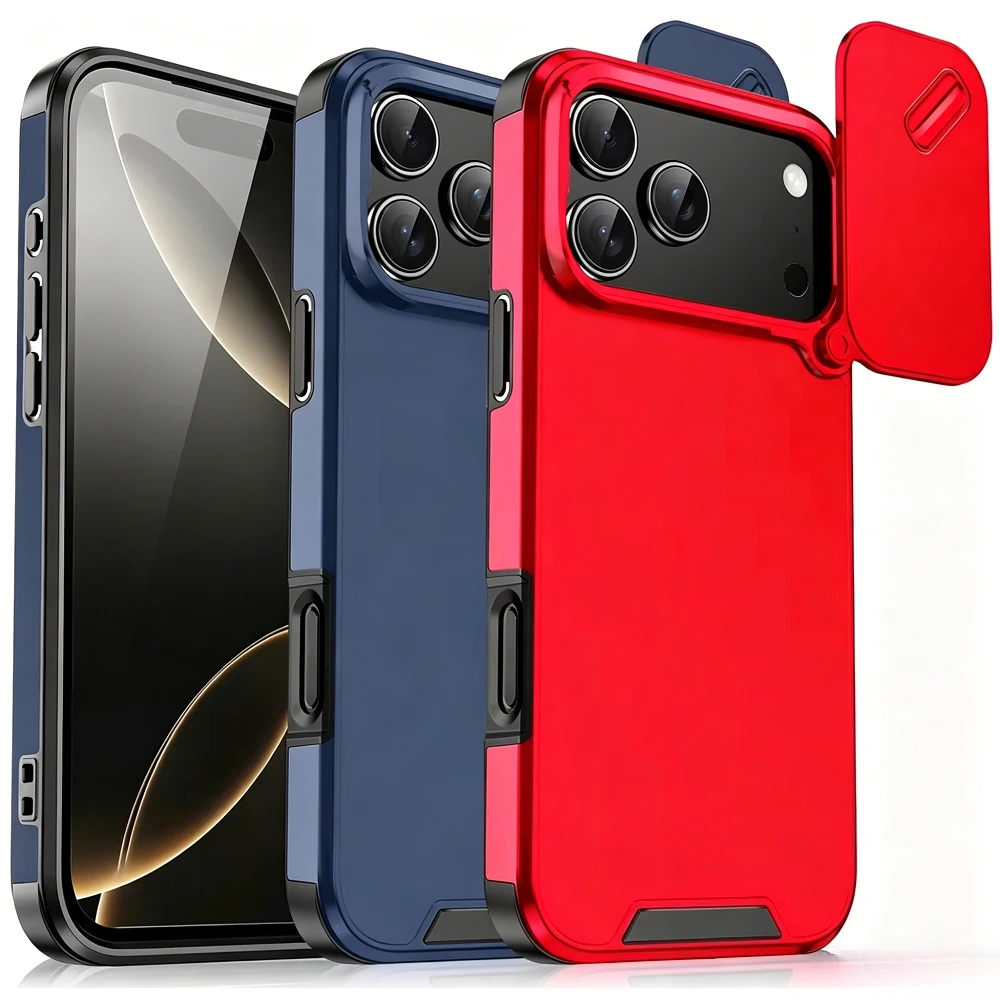 Für iPhone 17/18 Pro/Pro Max Matte Einfarbige Schlanke Anti-Fingerabdruck-Hülle mit Schiebe-Kameraschutz Staubdichte Schutzhülle