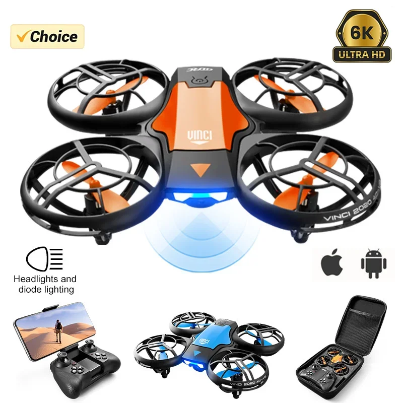 New V8 Mini Smart Drone WiFi FPV 8K HD Aerial Camera with Protective Cover Tumbling LED Lights Quadcopter Children\'s Toys Gifts