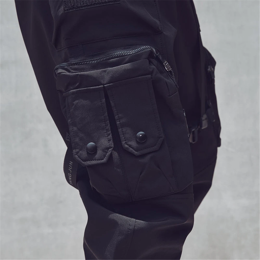 2024 pantaloni tattici da uomo pantaloni da jogging funzionali multitasche pantaloni elastici in vita Hip Hop Streetwear pantaloni Cargo Black Techwear