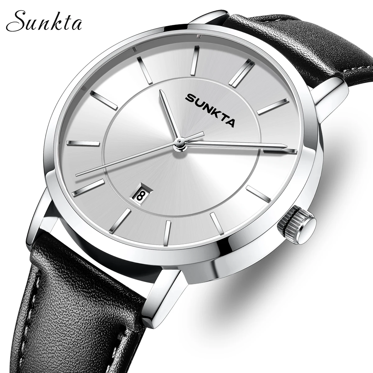 

SUNKTA новые простые мужские часы кожаные модные кварцевые часы с календарем спортивные часы роскошные мужские наручные часы relogios masculino + коробка
