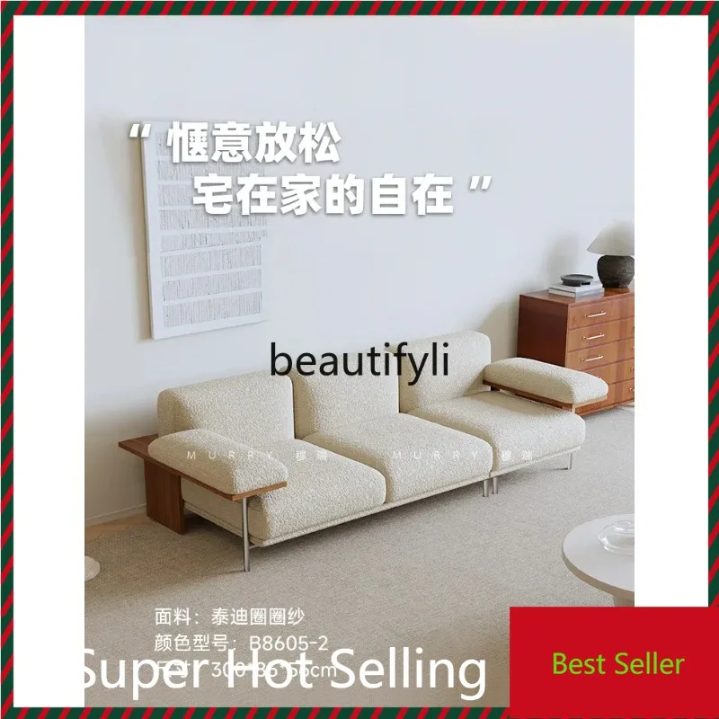 QQ132 Medieval sofa small apartment living room, three-person wabi sabi log wind sofa