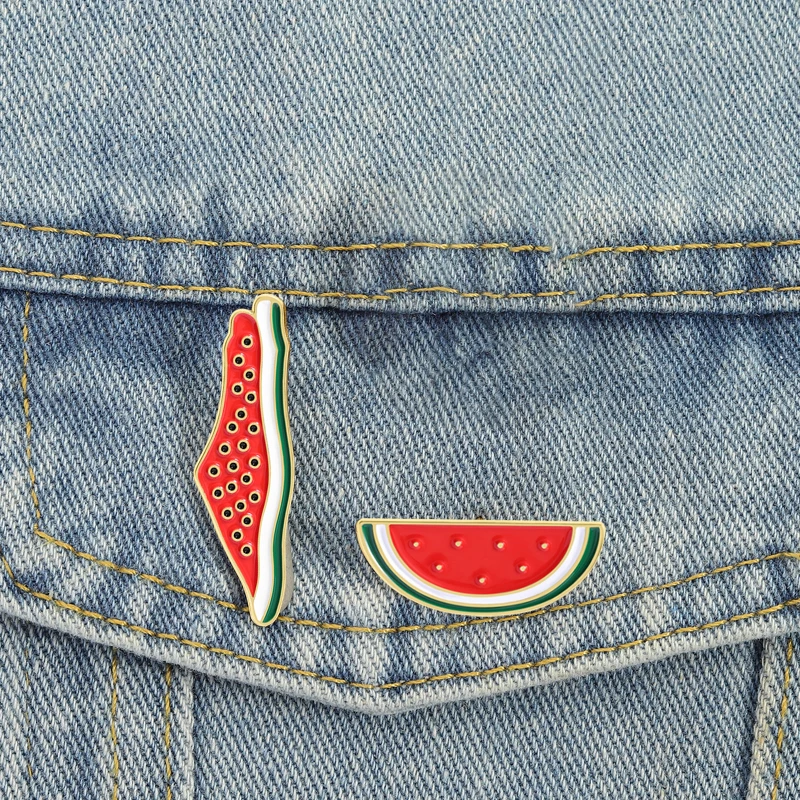 Alfileres esmaltados de sandía, broches de paz y amor del mundo, insignias de solapa, ropa, joyería de fruta de dibujos animados, regalo para amigos