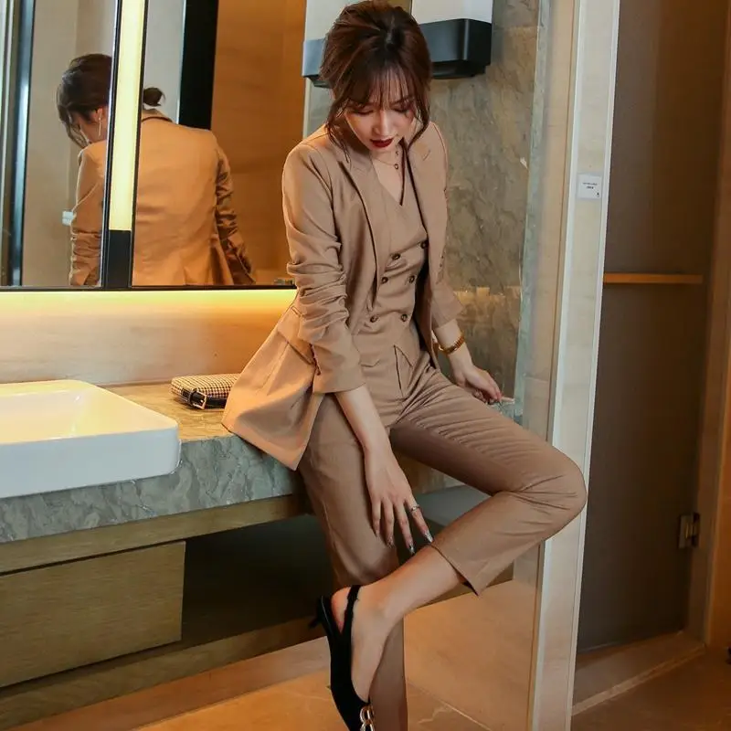 Women\'s 2 Pant Set Luxury Outfits Aesthetic Business Two Pieces Sets Pants for Woman Formal Blazer and Trousers Suits Promotion