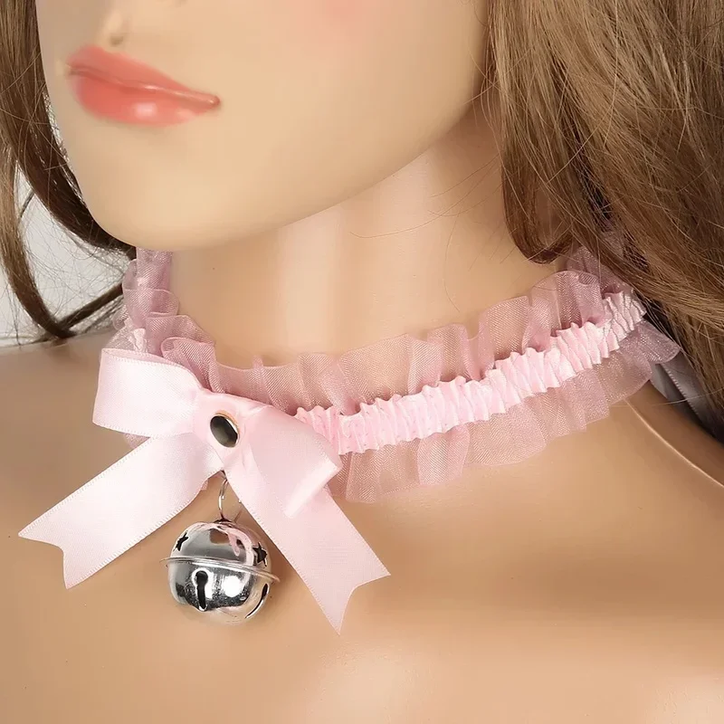 Collana Estetica in Pizzo con Fiocco e Campanella, Girocollo da Donna, Collare Carino Gotico Semplice Sexy, Ciondolo Adorabile, Gioielli alla Moda
