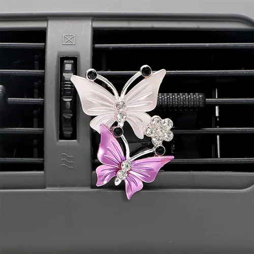Ambientador de aire mariposa estilo coche Perfume de coche olor Natural aire acondicionado mariposa diamante aromaterapia Clip
