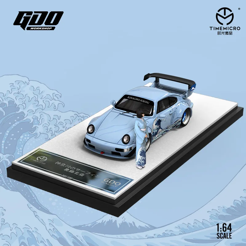 Kamakura Surfing GDO-X  1:64 Scale Rwb964 Diecast Alloy Car Model The Great Wave Off Kanagawa Simulation  Collectible Vehicle