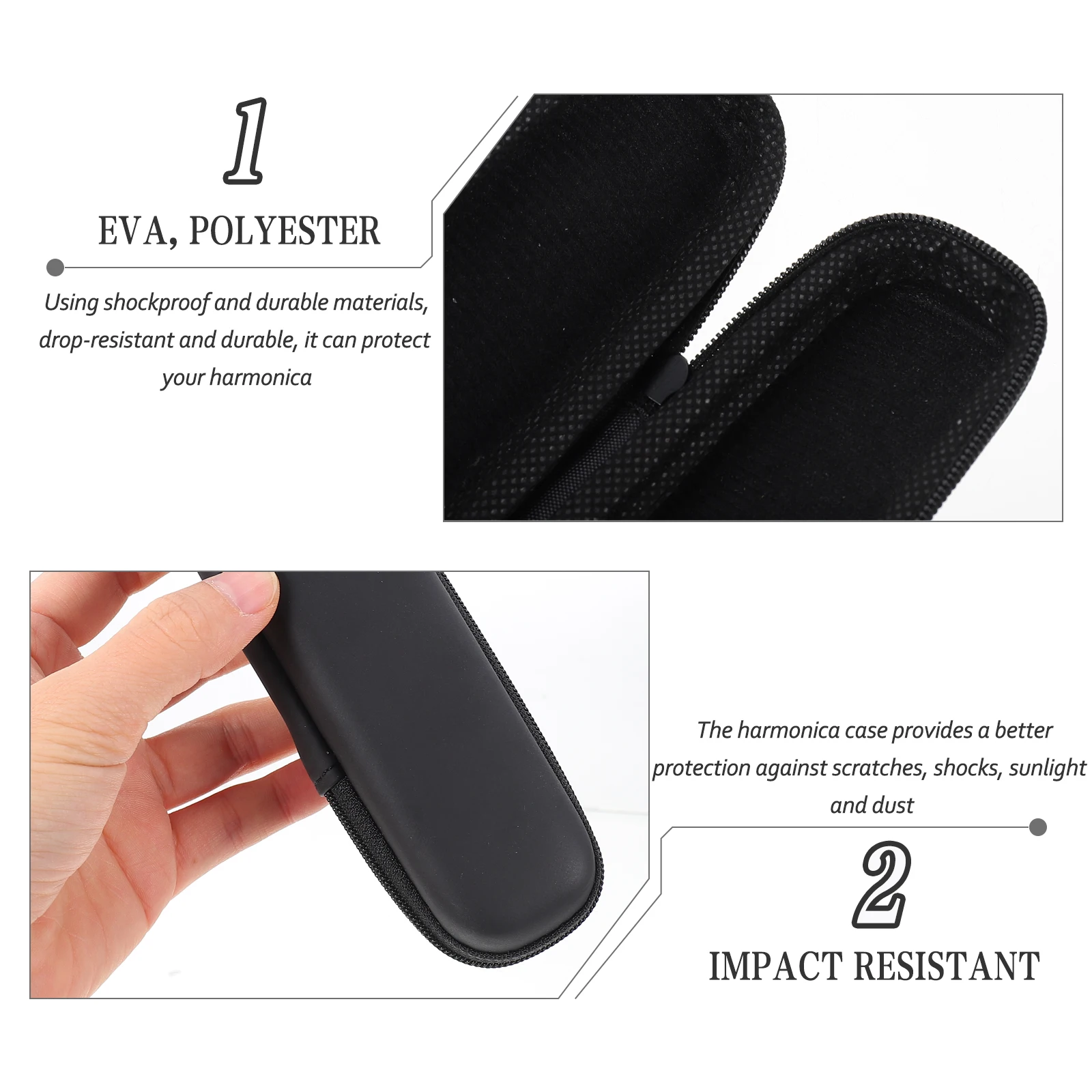 

3 Pcs Harmonica Storage Box Cover Container Carrying Case Stand-up Eva Shockproof Bag