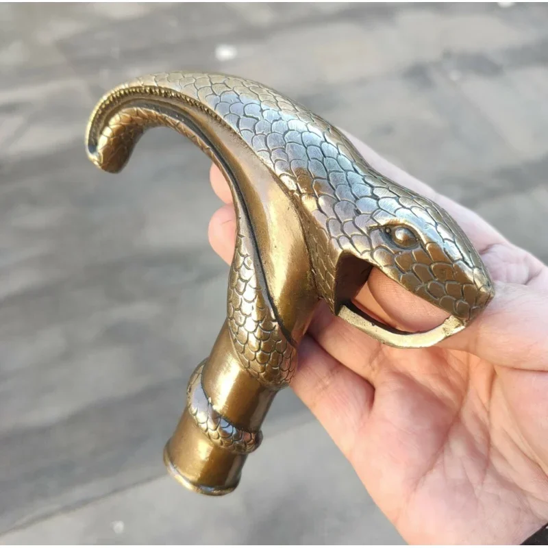 Antique Victorian Walking Stick with Bronze Gun Head Holding snake