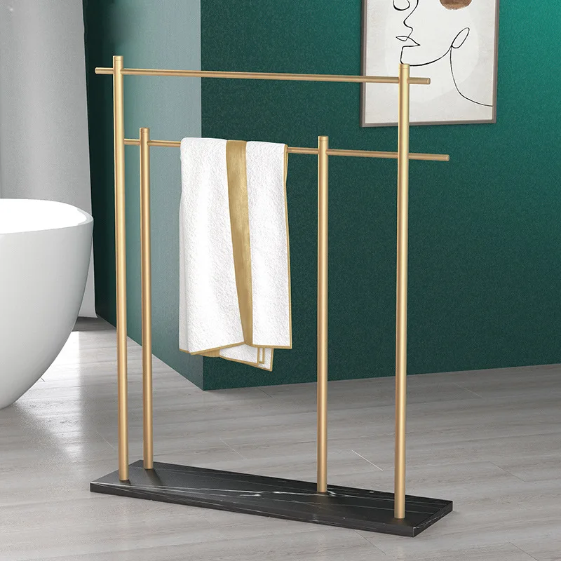 

Light luxury marble towel rack, bathroom floor-to-ceiling bathtub edge towel rack, removable double-layer bathroom rack