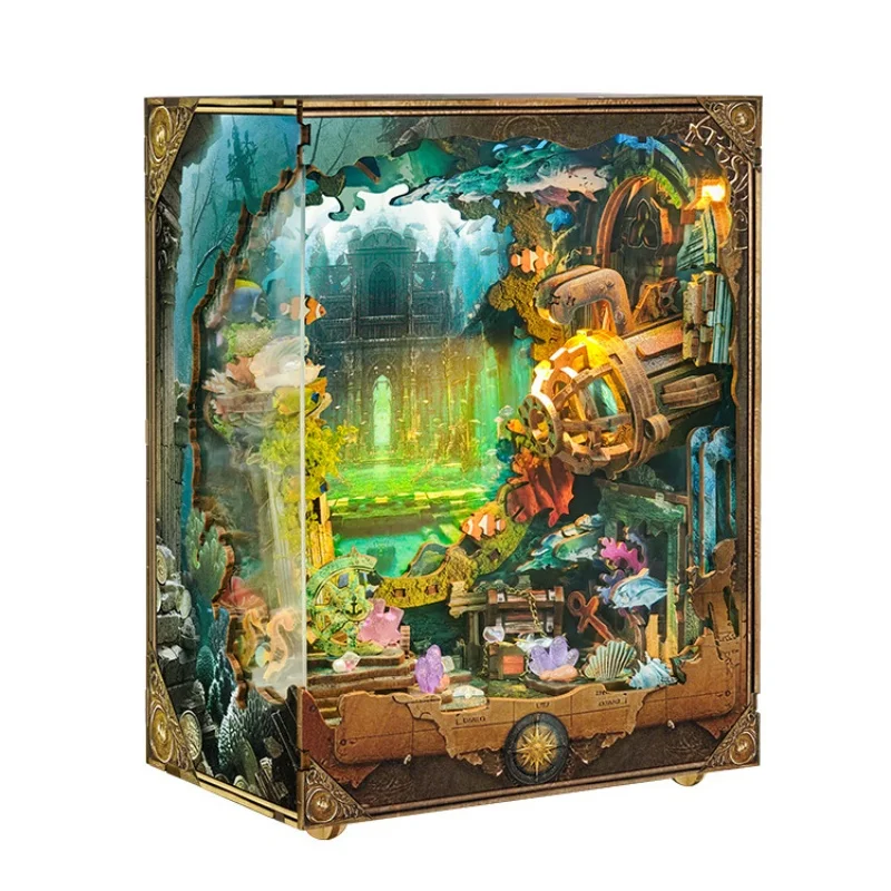 OUZEY Lost Ocean City 3D-puzzel, houten verzonken beschaving DIY-model, diepzeedecor voor tieners