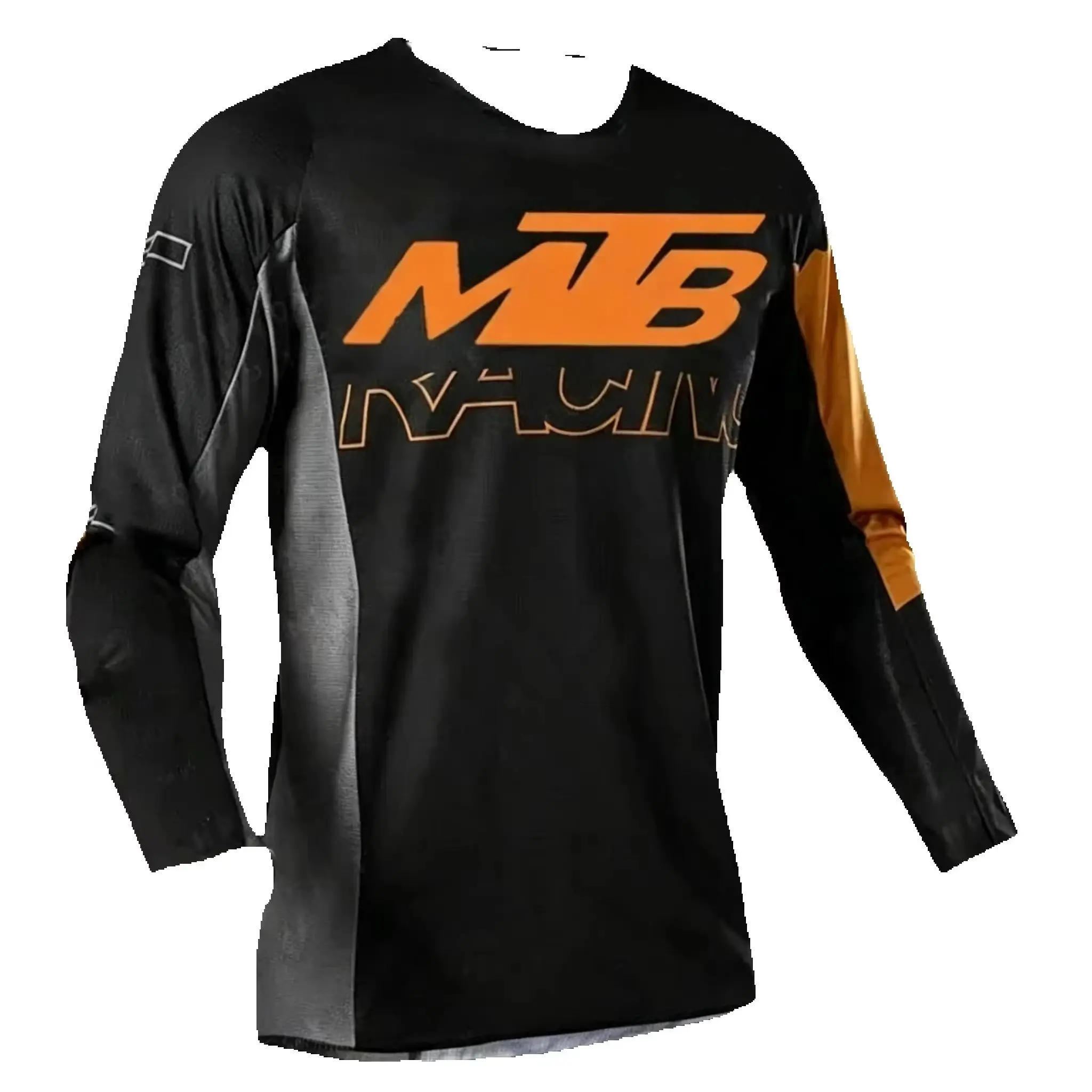 Family Matching Long Sleeve MTB Cycling Jersey, Color Block MTB Graphic Print Motocross MX Shirt, Breathable Lightweight Outdoor