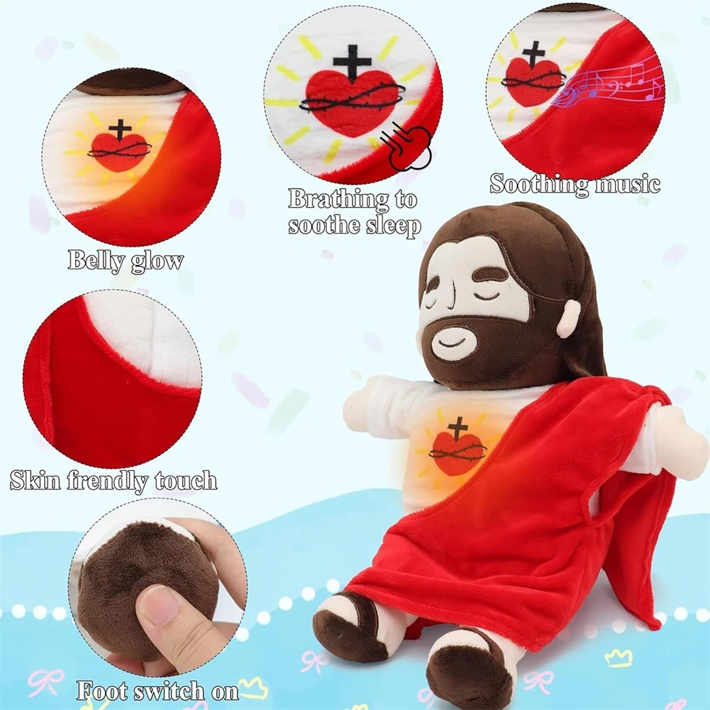 พระเยซู Plush Breathing Soothing Saviour ตุ๊กตาพระเยซู Plushies Comforting ตุ๊กตาตุ๊กตาพระเยซู Plush ของเล่นศาสนาอีสเตอร์ของขวัญสําหรับเด็ก