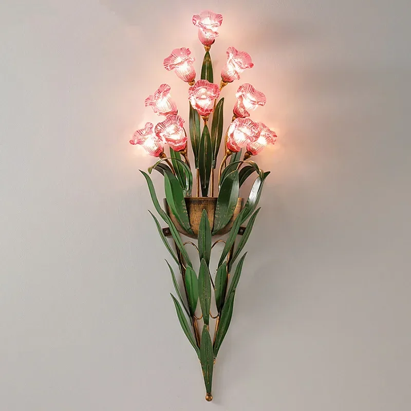 GISELLE Lampada da parete per campagna in stile americano Pastorale francese LED Fiore creativo Soggiorno Camera da letto Corridoio Decorazione della casa