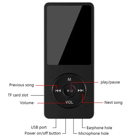 Portable MP3 Player With LCD Digital Display FM Radio Video Hifi MP3 Player E-books Support Bluetooth Lossless Music Player