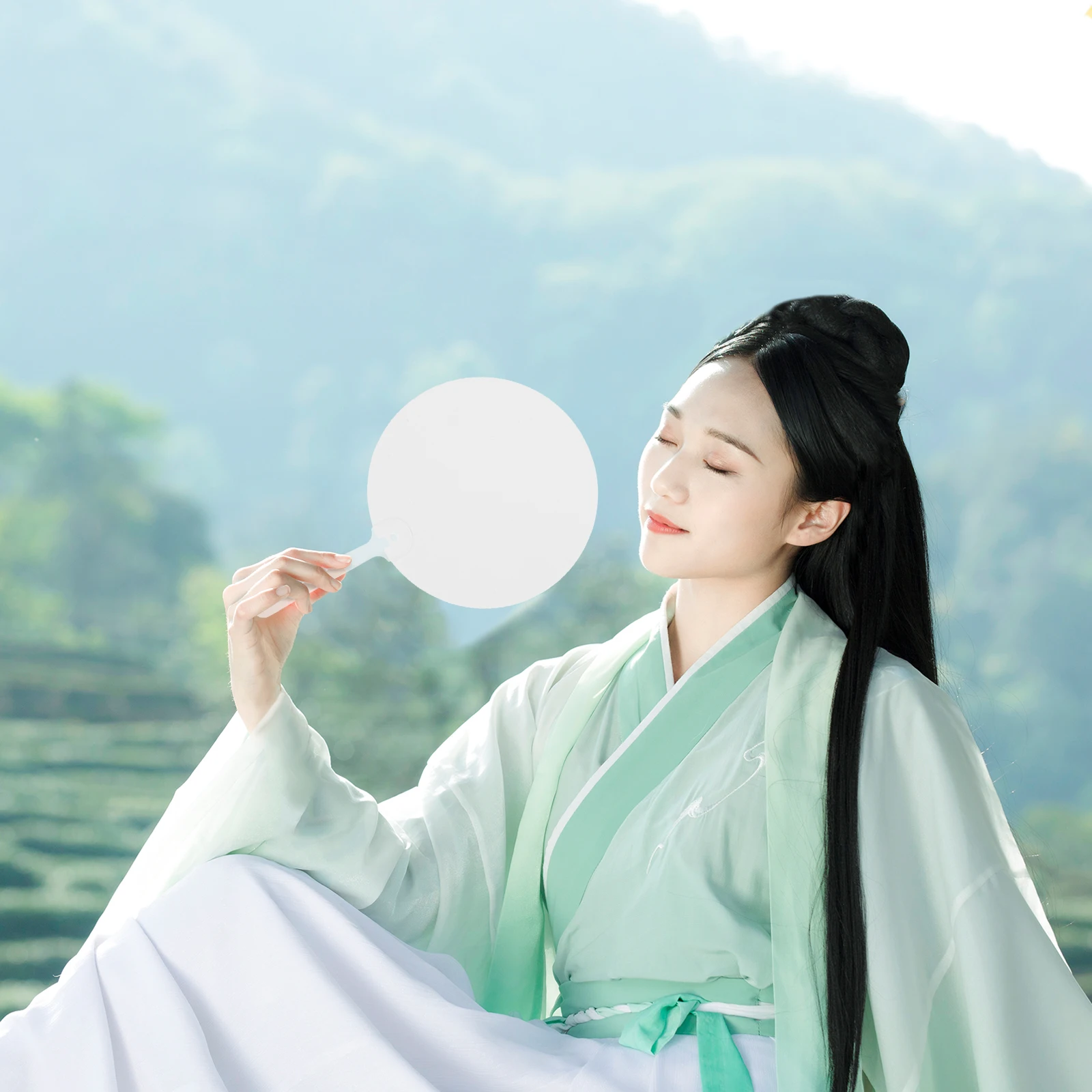 

6Pcs Church Handheld Fans Sublimation Blank Double-Sided DIY Craft Wedding Decor Religious Events Fans White Fan Handheld