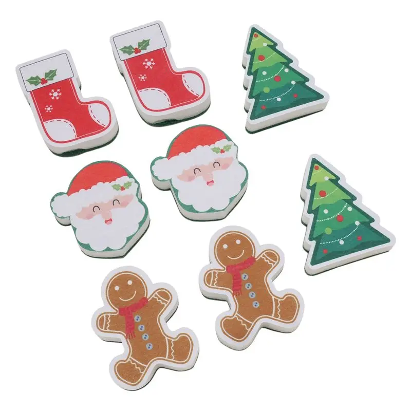 

SDFC-8 Piece Christmas Sponges Kitchen Dual Sided Dish Sponges Sponge For Washing Dishes Santa Christmas Tree Gingerbread Man