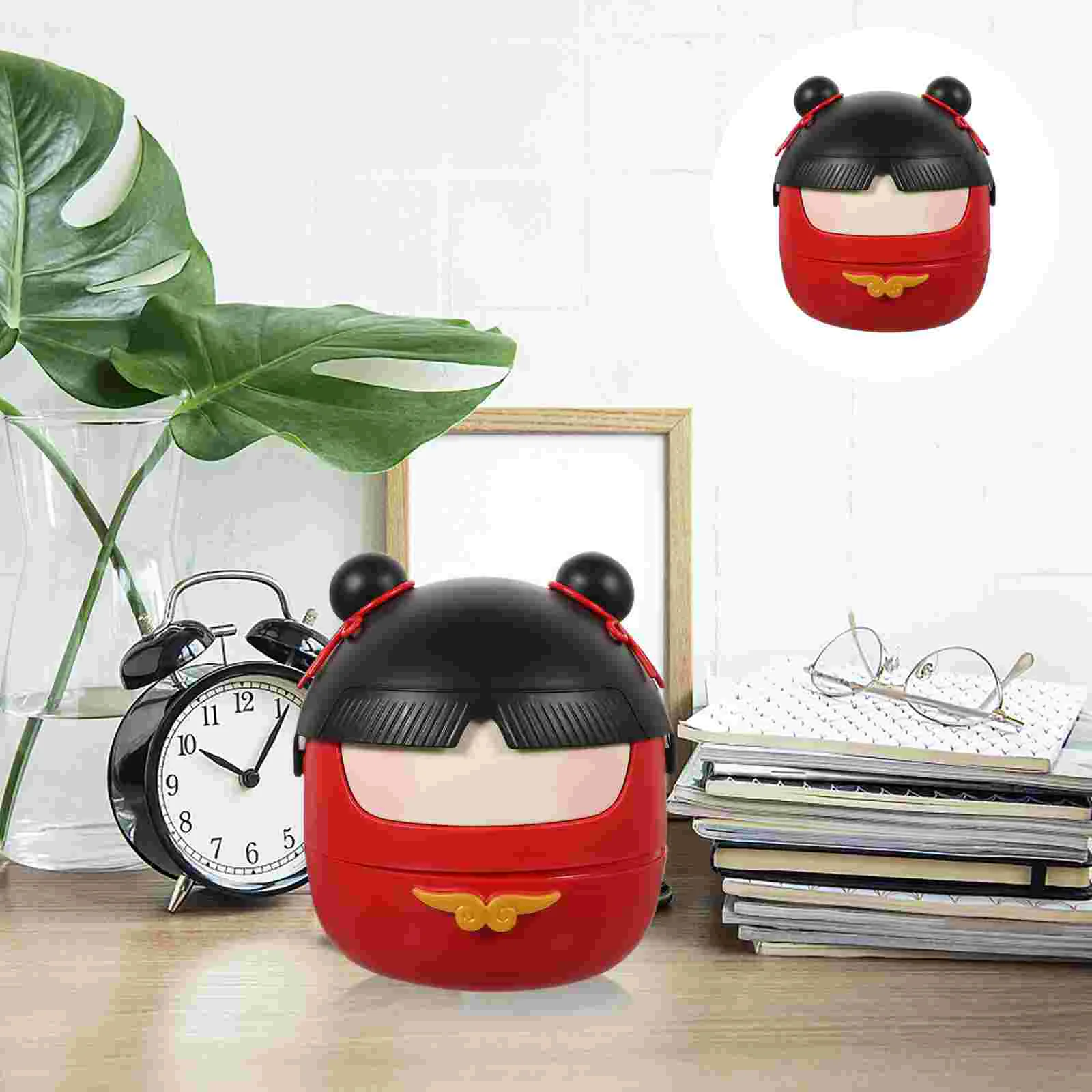 

Trash Can with Lid Small Desktop Storage Bin Grace Lovely for Bedroom Pp Office