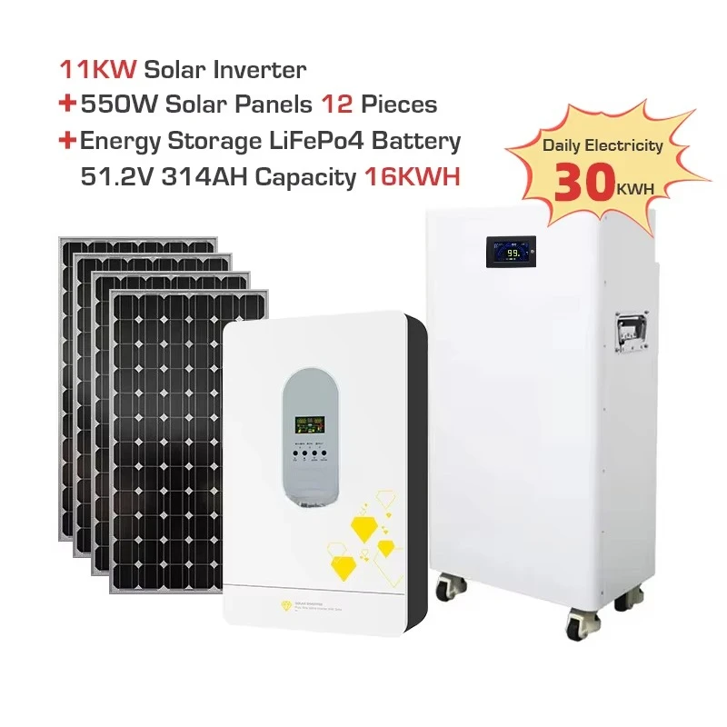 20 Kwh 550W Solar Panels Solar Hybrid System with Inverter 6.2kw 48V 220V and Lithium Battery 16 KWH Lifepo4 Solar Kit
