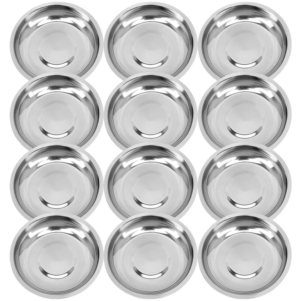 12 قطعة أطباق توابل وصلصة من الفولاذ المقاوم للصدأ أوعية غمس صغيرة لصلصات الصويا الحلوة والحامضة أكواب بهار للاستخدام المنزلي في المطاعم