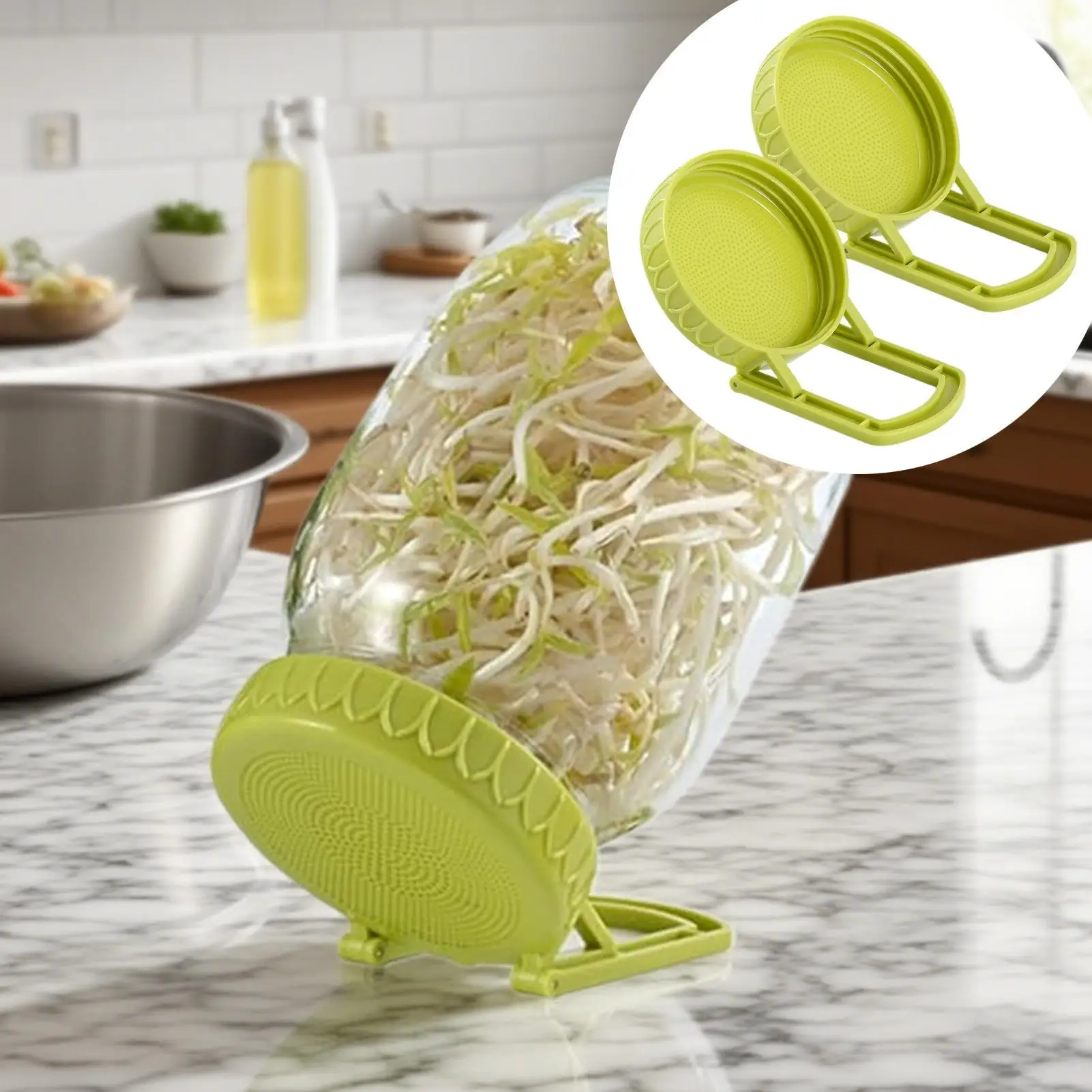 

2pcs Sprouting Lid Seed Growing Fermentation Vegetable Sealing Lids Food Grade Mesh Sprout Cover Kit For Wide Mouth Jar