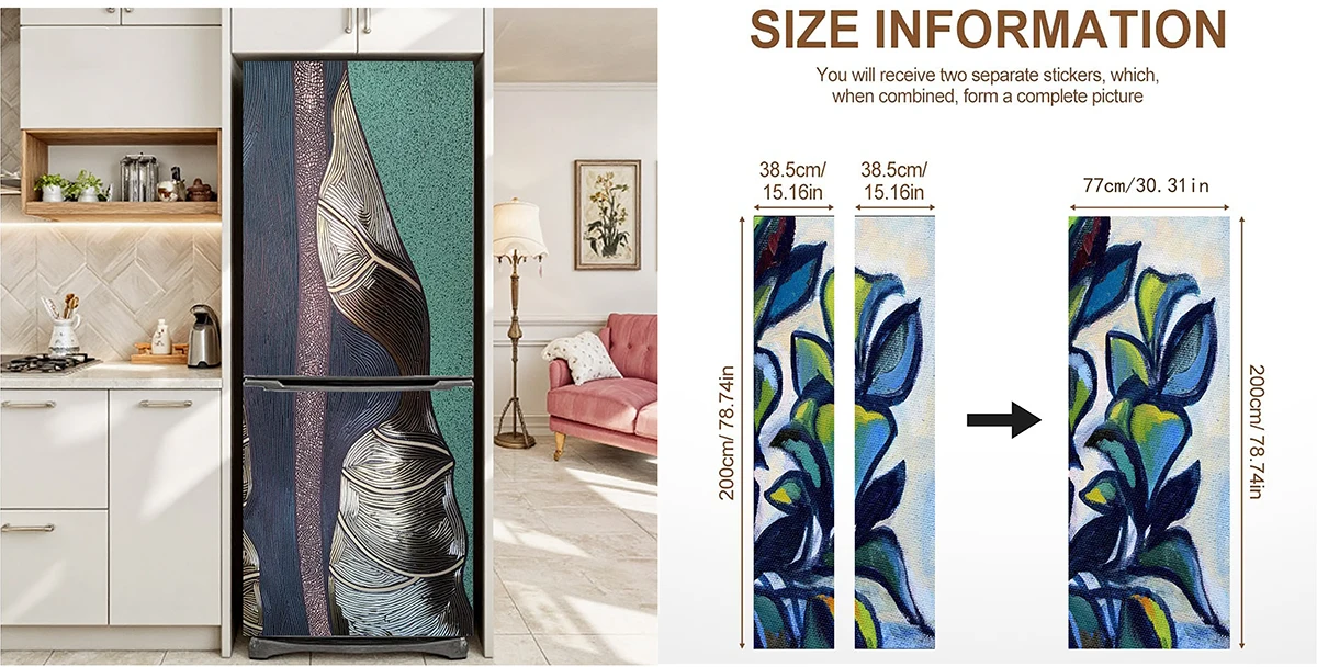 Abstract Animal Door Sticker PVC Mural Leopard Cat Floral Geometric Waterproof Removable Bedroom