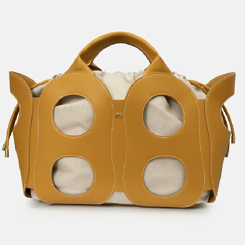 PG Lady Handbag Hollowed Out Circular Design Trendy Daily Versatile Double Layer Drawstring New Single Shoulder Crossbody Bag