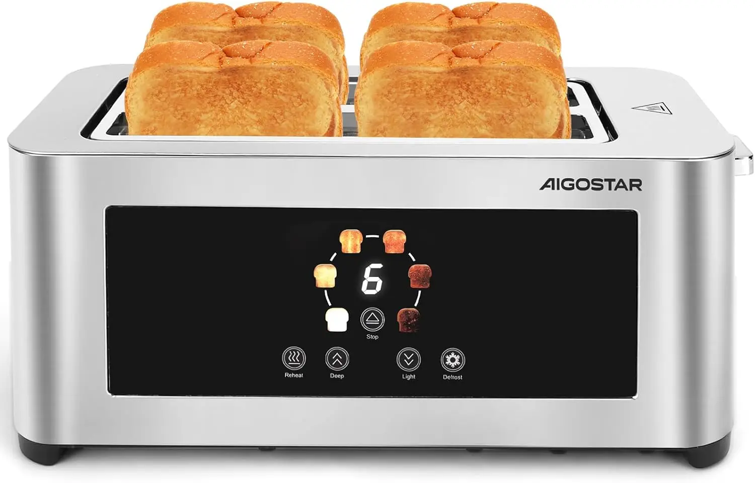 Tostadora de 4 Rebanadas, Pantalla Táctil LED, Ranura Doble Extra Ancha de 4 cm, 6 Niveles de Tostado