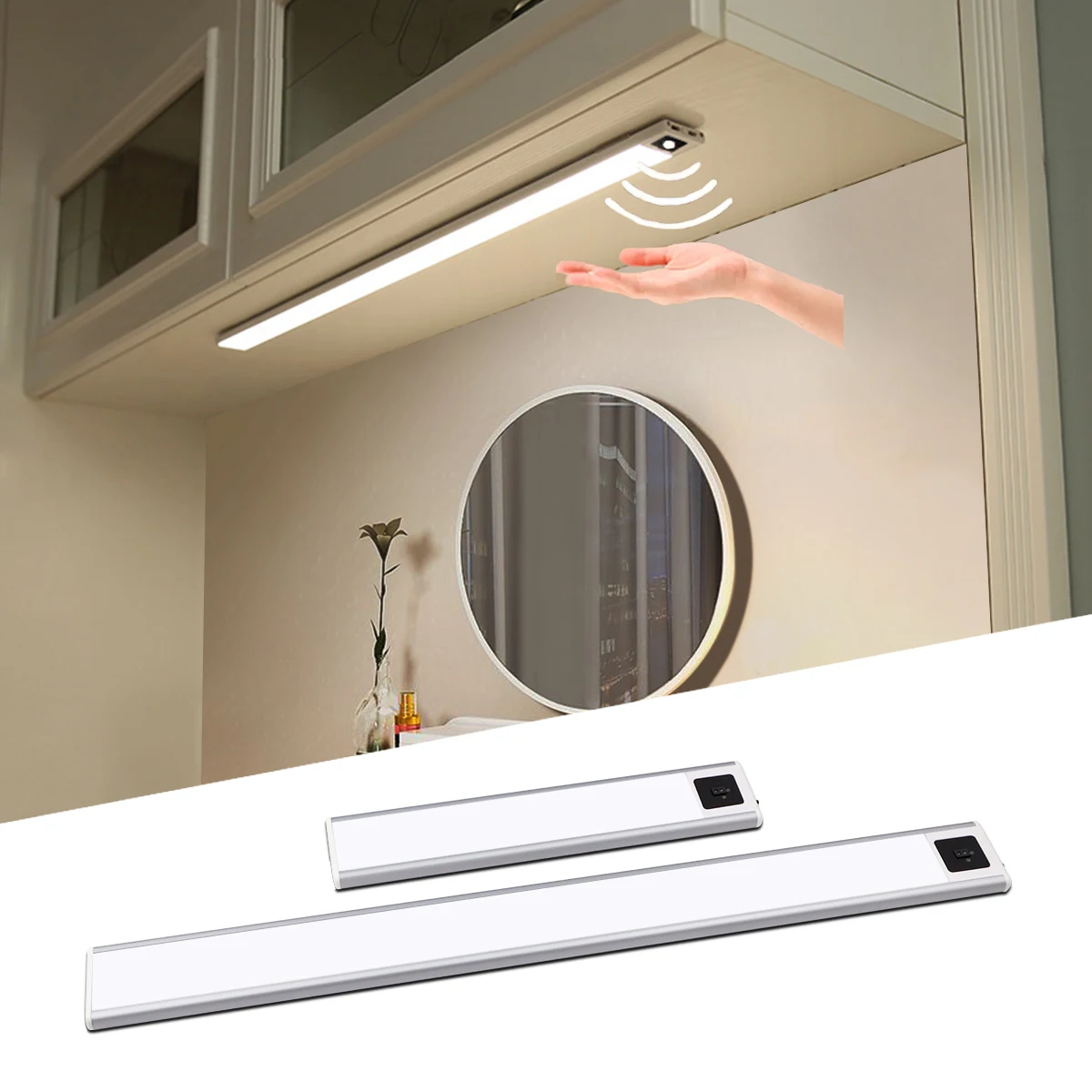 

LED USB Hand Sweep Sensor Ultra Thin 20/40cm Rechargeable Closet Wardrobe Lamp Under Cabinet Aluminum Night Light Portable Lamp