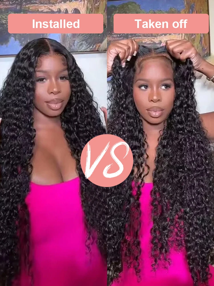 Water Wave Glueless Wig Wear and Go Deep Wave 13x4 13x6 Hd Lace Front Human Hair Wig 250% Curly Human Hair Wigs 7x5 Closure Wig image 3