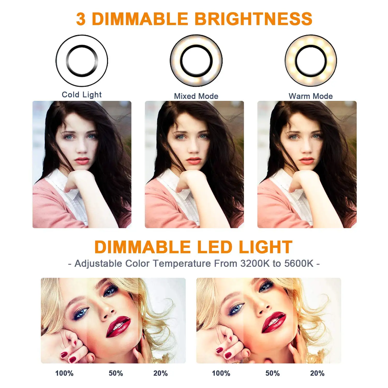 Dimmable LED Ring Lamp tripod Dimmable Selfie Ring Light with stand color Annular tube photographic lighting For Live Studio