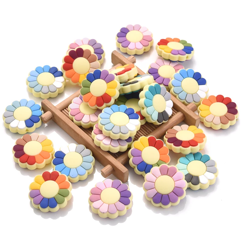 10Pcs Silicone Beads Flower Rainbow Ball Cloud Car Shape Food Grade Teether Beads for Baby DIY Pacifier Clip Chain Chewing