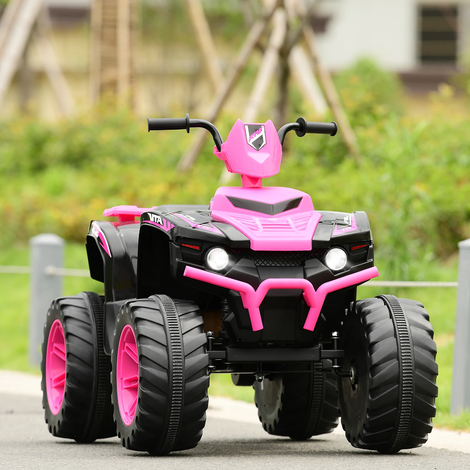 Crianças 4-Wheeler ATV Quad Ride On Car com luz LED e música, rosa, 12V