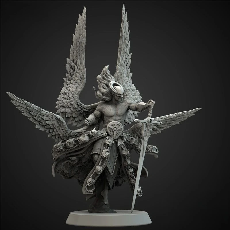 90mm Wrath of Light Angel Gabriel White Resin Model DIY Coloring Figurines Self-assembly Miniatures Gifts for Men and Women