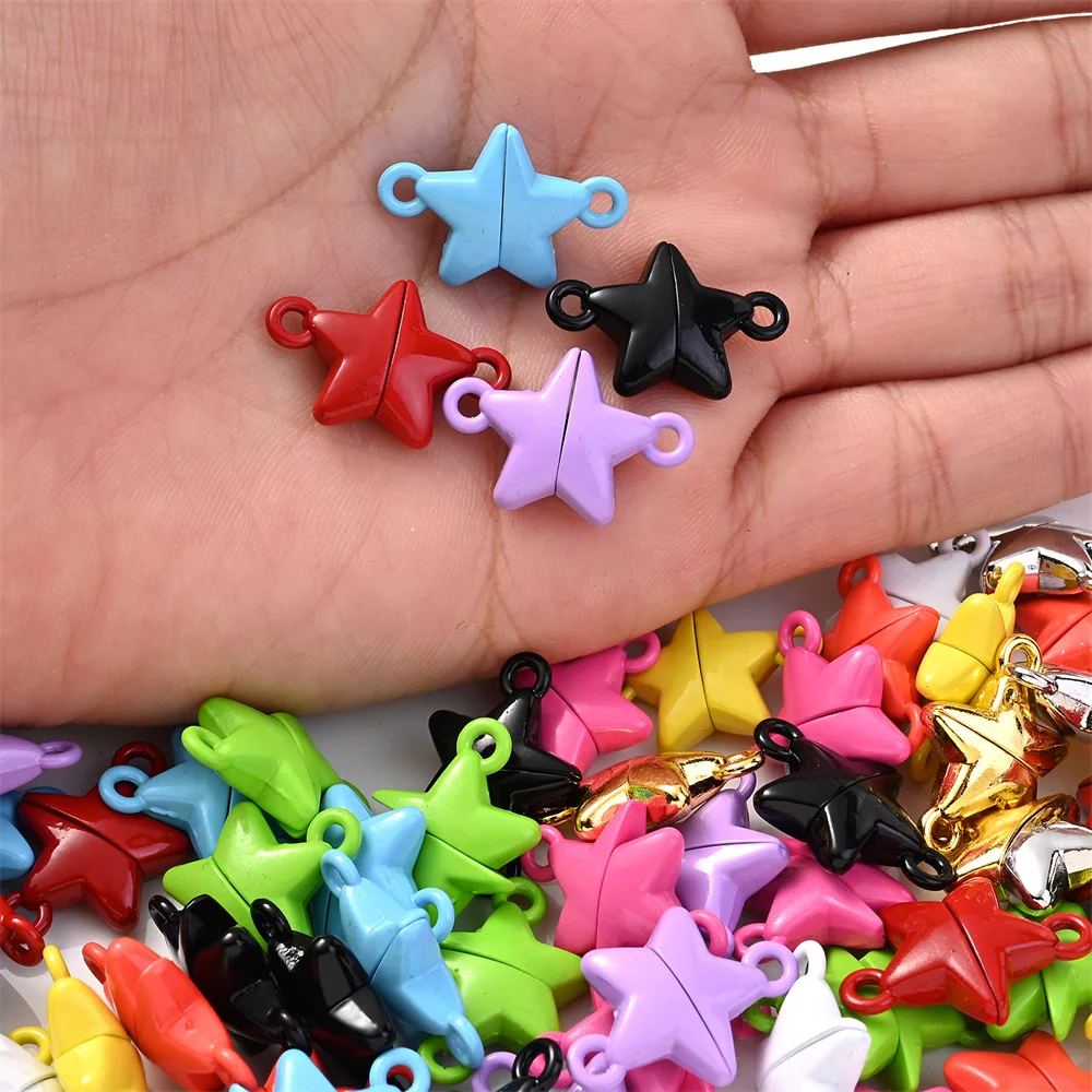 5Pairs 15x22mm Multicolor Star Shaped Magnetic Jewelry Clasp Connector Clasps For Couple Bracelet Necklace Jewelry Making