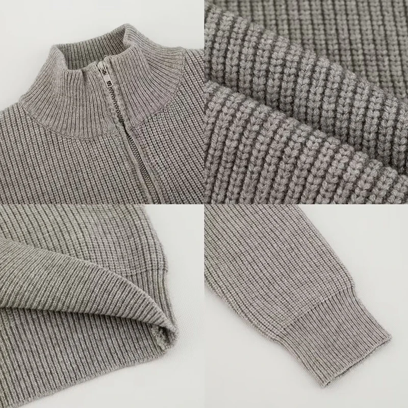 하프 지퍼 하이 칼라 남성 니트웨어 스웨터 가을 솔리드 컬러 니트 풀오버 일본 하라주쿠 스웨터 스트리트웨어 풀오버