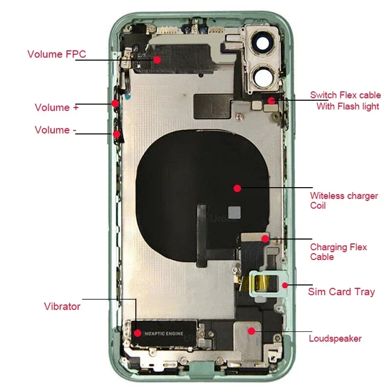 [TKL] Full Assemble Housing For iPhone 11 Backshell MidFrame with Back Rear Glass Chasiss Replacemet Kits With Flex Cables