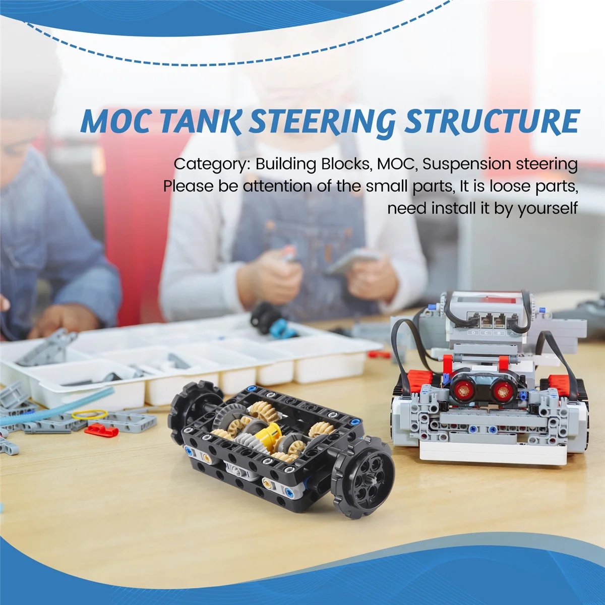 BAAA-MOC-19788 Tank Steering Structure Gear Differential Hole Arm Beam Assembly Power Motor Control Building Blocks