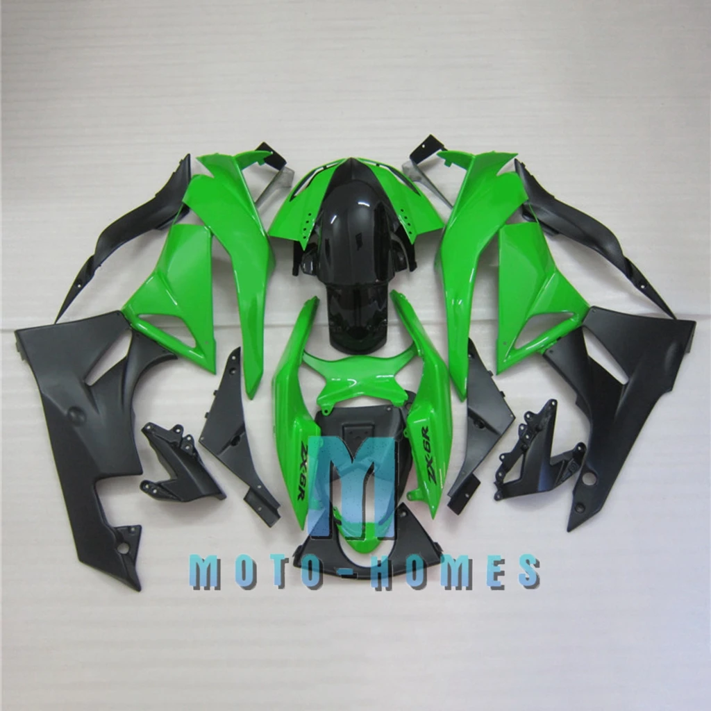 

ABS Plastic Fairings Set for Kawasaki Ninja ZX6R 09 10 11 12 ZX-6R 636 2009-2012 100% Fit Injection Rebuilding Bike Black Green