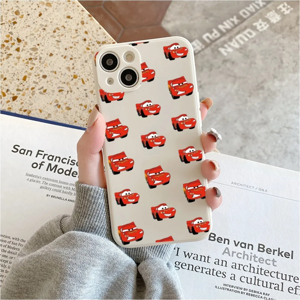 Cars_L-Lightning_M-McQueen Phone Case For Iphone 11 13 14 Pro Max X Xr Xs Max Se2020 12mini White Cover Case