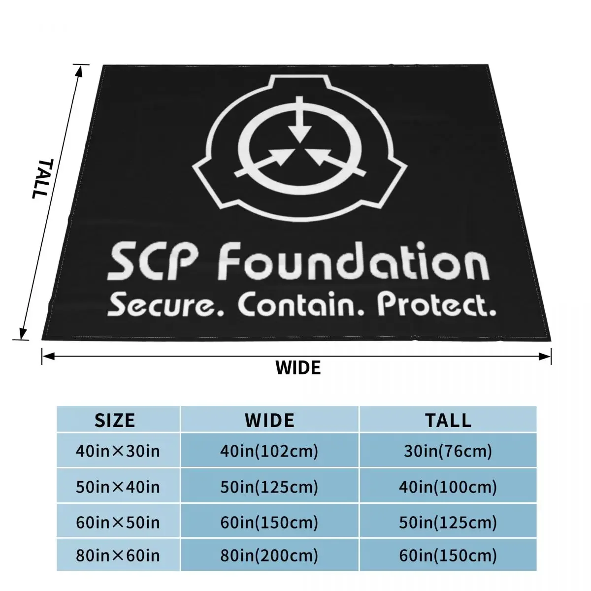 SCP Secure. Contain. Protect (Black) Throw Blanket Soft Plush Plaid Decorative Sofa Fluffy Softs Hair Blankets