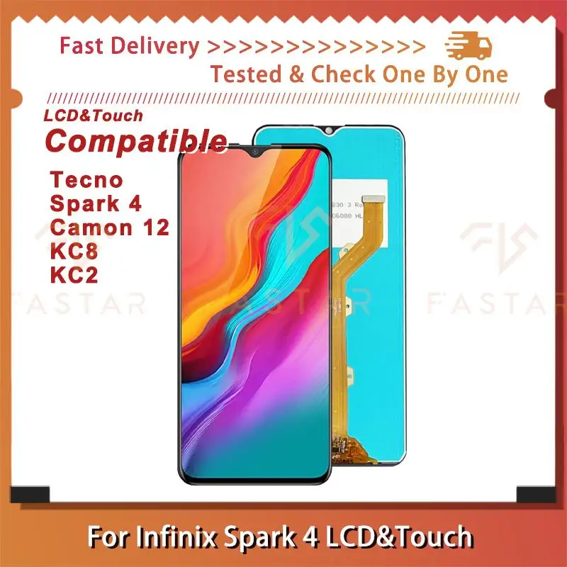 

CC7 6.52"Tested For Tecno Spark 4 Camon12 CC7 CC7S KC8 KC2 LCD Display Touch Digitizer Assembly Screen Spark4 lcd