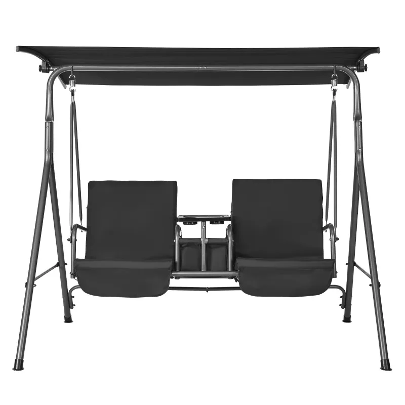 

Alloyed steel Chair Porch Swings with Adjustable Canopy, Black