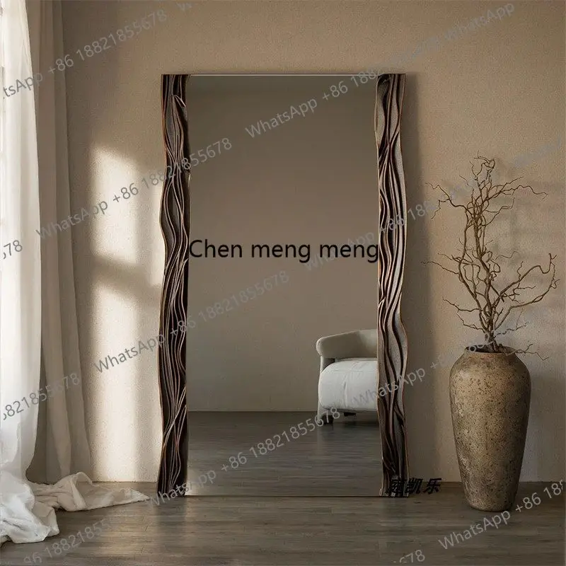 

Wabi Sand Wind Home Full Body Mirror American Wind Irregular Floor Mirror Home Living Room Wall Decorative Mirror