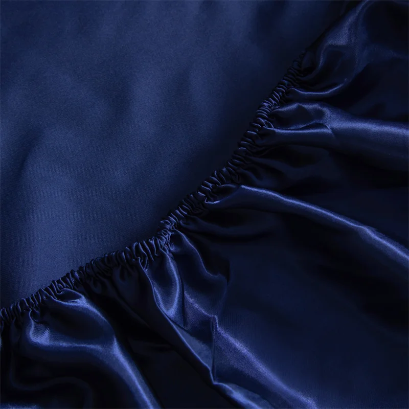 Satin Fitted Sheet High-End Solid Color Mattress Cover With Elastic Band Bedsheet Home Hotel Bedding Luxury Fit Sheet