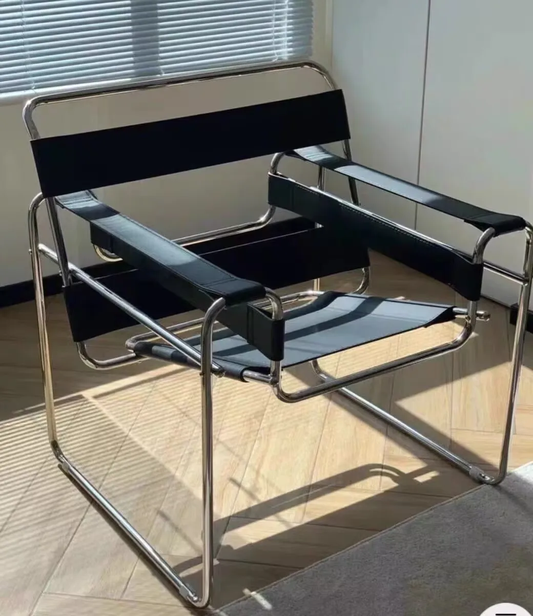 

Casual Saddle Leather Chair Lazy Sofa Chair Nordic Single Modern Living Room Side Lounge Chair office Meeting Room Club Chair