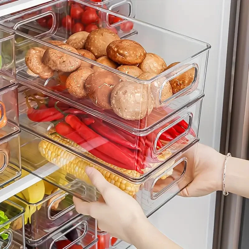 Organizzatori per frigorifero trasparenti Scatola per alimenti multifunzionale durevole e facile da pulire per frutta, verdura, carne, ecc.